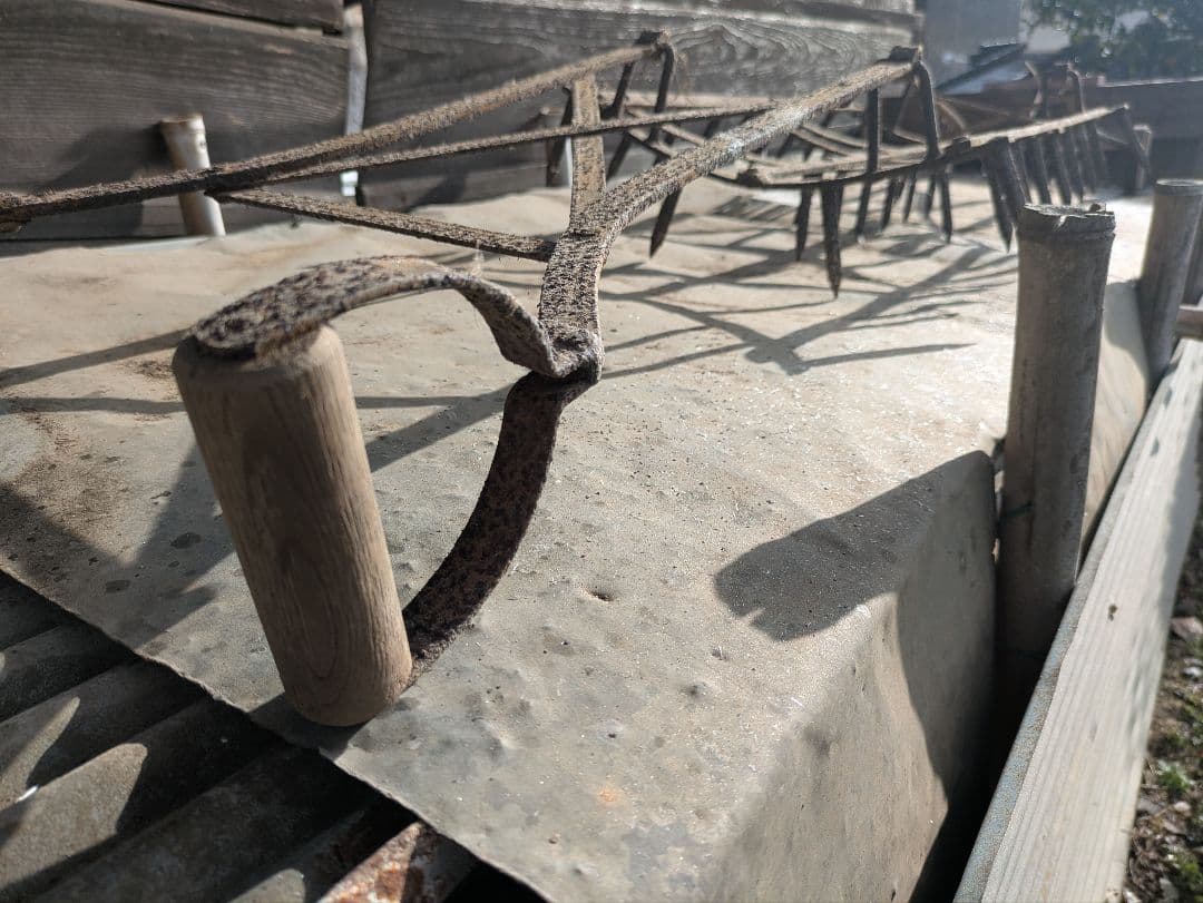 除草機　古道具　金属製農具 約200cm×40cm　田んぼ　アンティーク