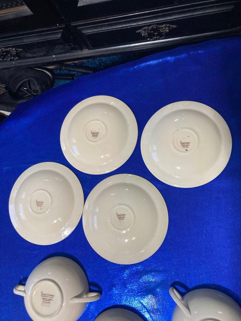 スージークーパー　パトリシアローズ　スープカップ　ソーサー　グリーン　4客分