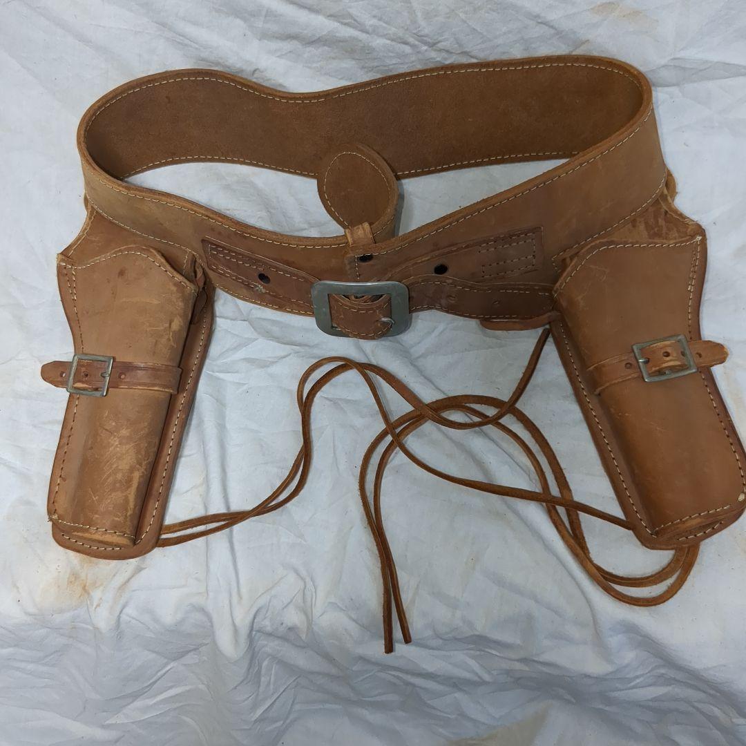 ウエスタンガンベルト　2丁拳銃アキンボスタイル　本革レザーホルスター　saa