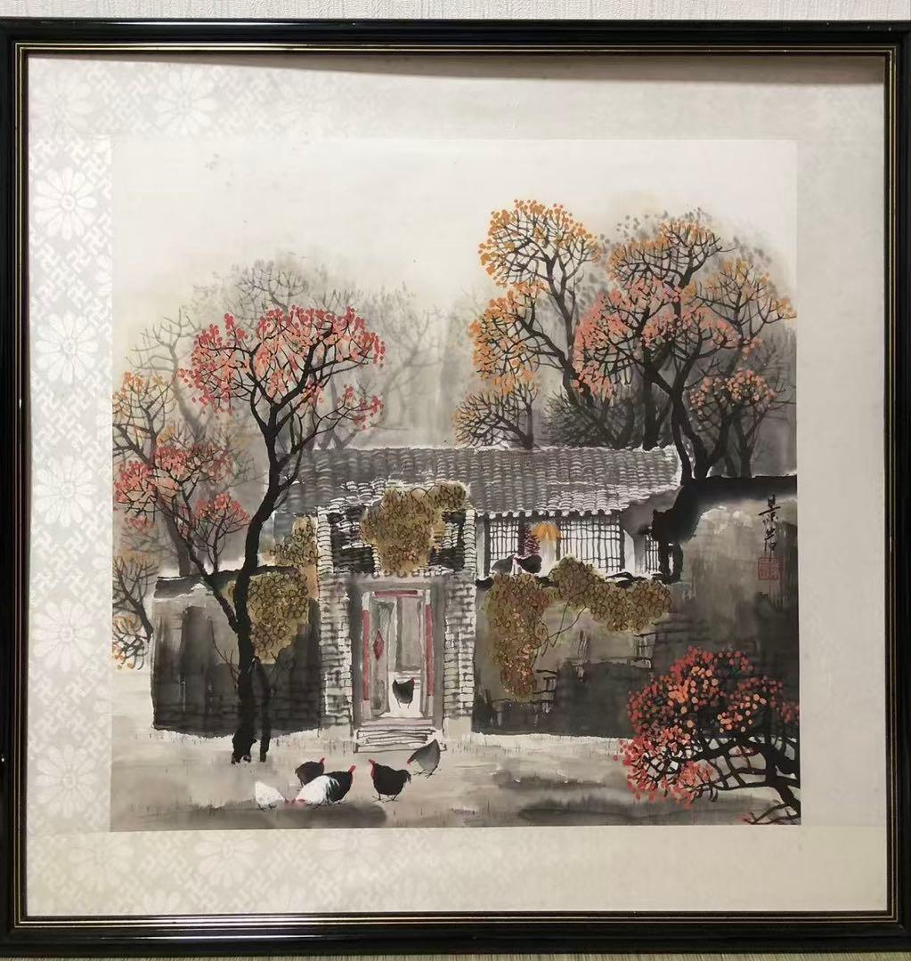 中国画 北京 趙景岩［風景画］紙本　額入　ガラス張り！