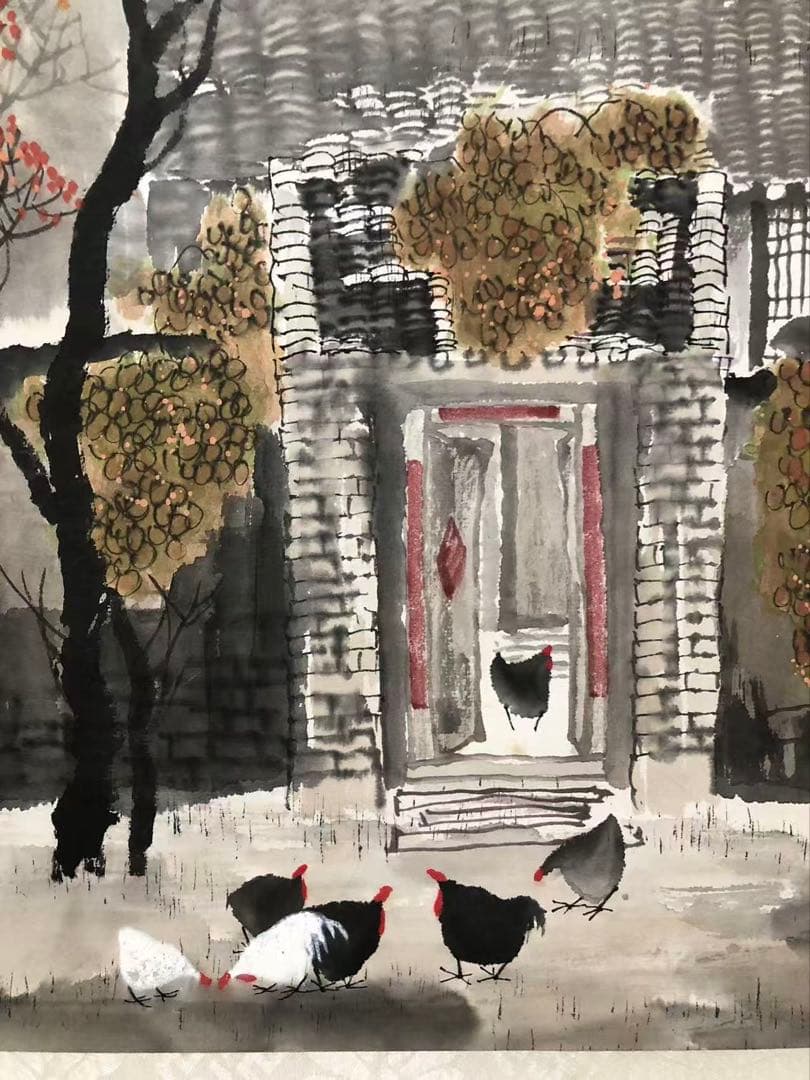 中国画 北京 趙景岩［風景画］紙本　額入　ガラス張り！