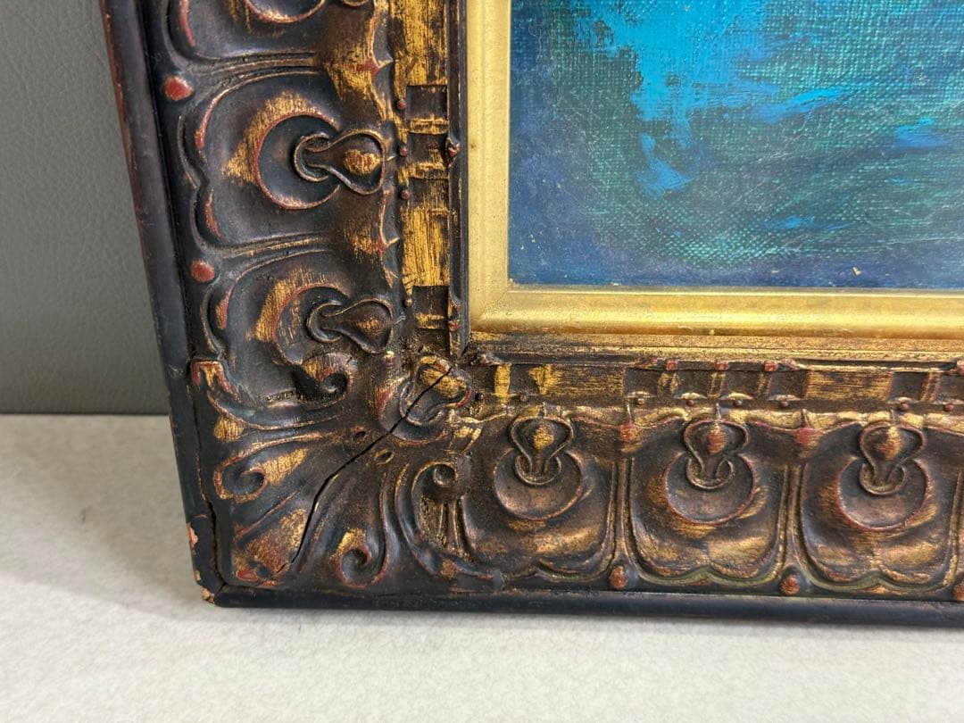 真作 金澤満寿雄 マントンの眺望 20号 大作 油彩画 元二科会会友 二科賞受賞