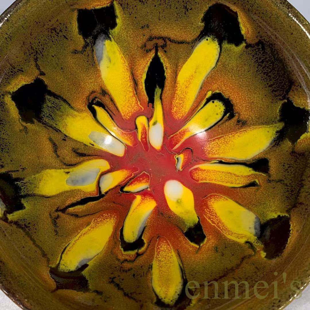 中国古美術・宋建窯風・花模様窯変天目茶碗・抹茶碗・茶道具・茶器・陶芸・骨董風