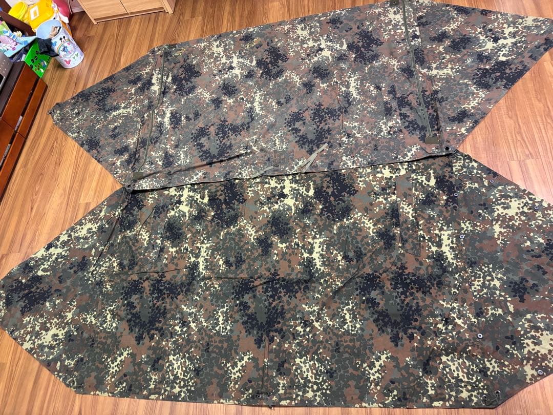 【美品】ドイツ軍幕2枚　YKKジッパー加工　フレクターカモ