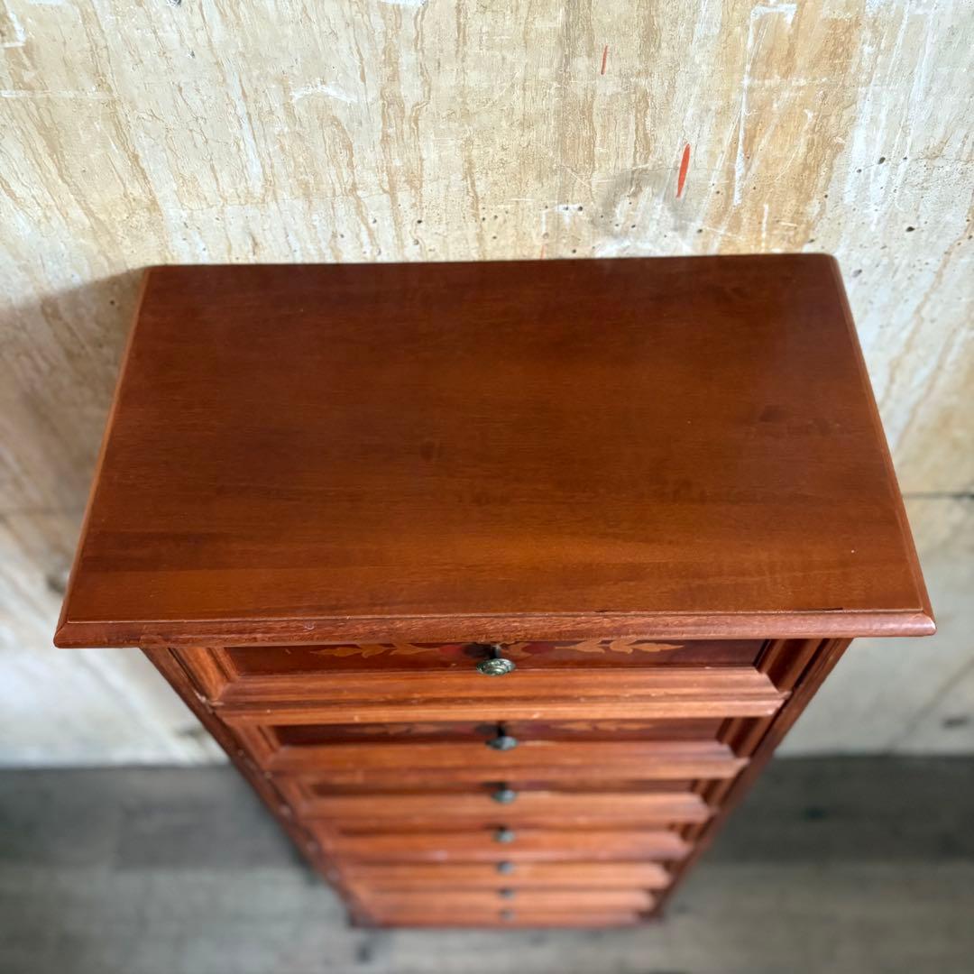 イタリア　象嵌7段チェスト　ミドルチェスト　ヴィンテージ