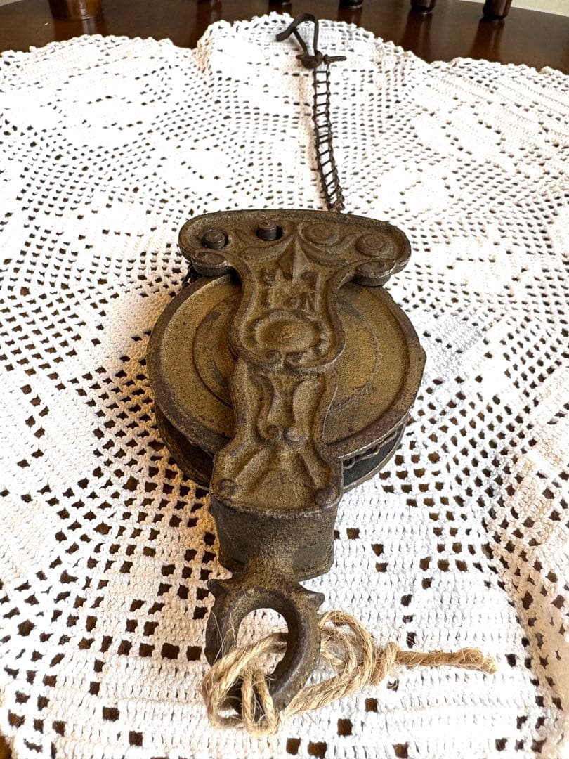 フランスアンティーク　ランププーリー　照明金具　滑車　古道具　ブロカント　蚤の市