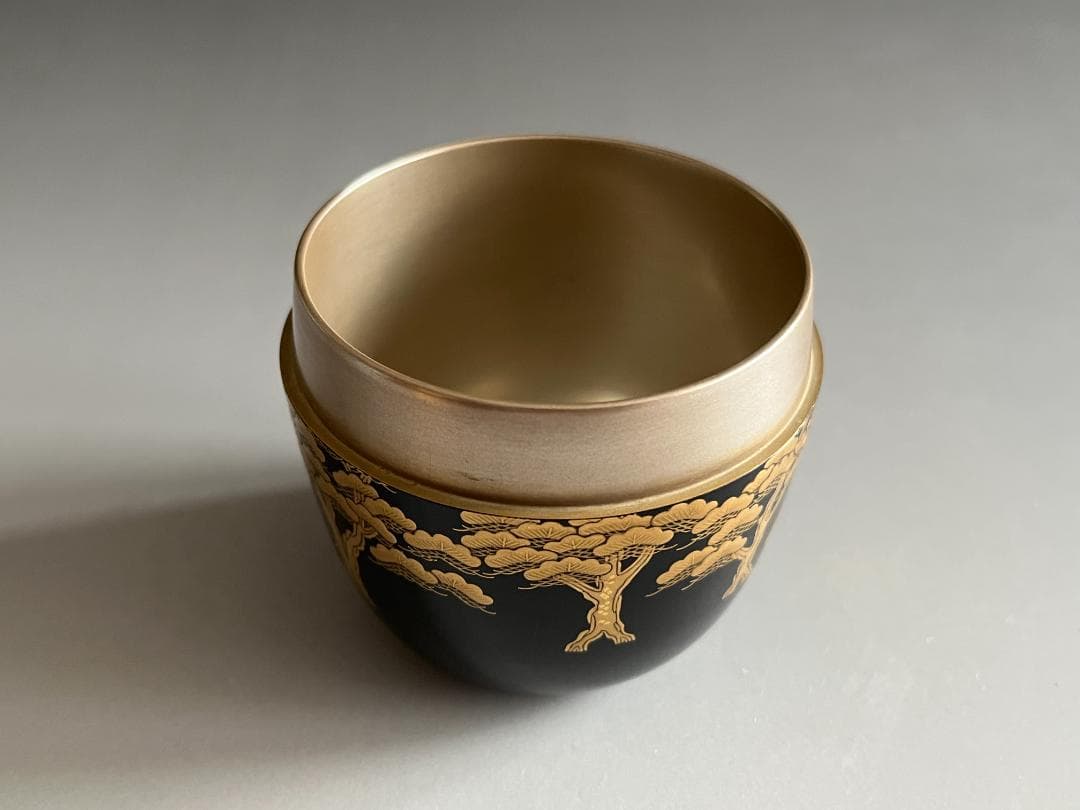 一瓢斎　黒大棗　松蒔絵　内銀地　薄茶器　茶道具