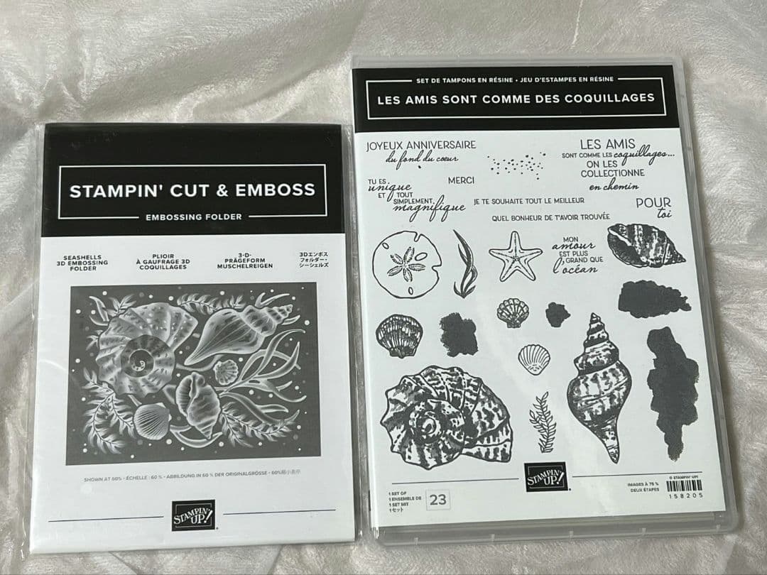 未使用　貝殻スタンプ＆エンボスフォルダー　シーシェル　スタンピンアップ