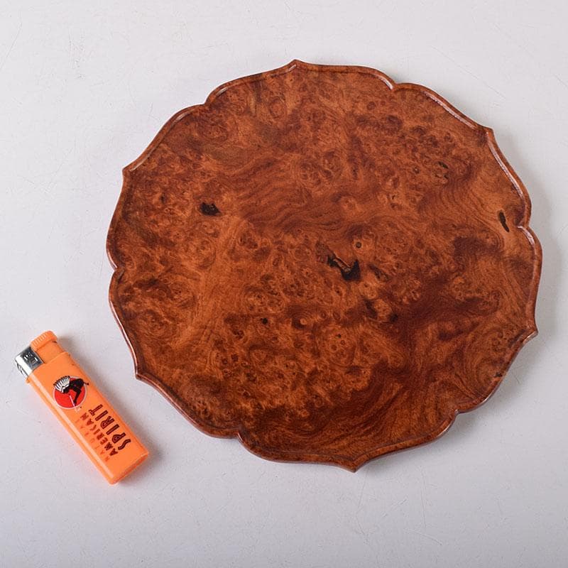 中国　花梨葡萄木瘤木　煎茶盆　香盆　輪花盆　M　8021E