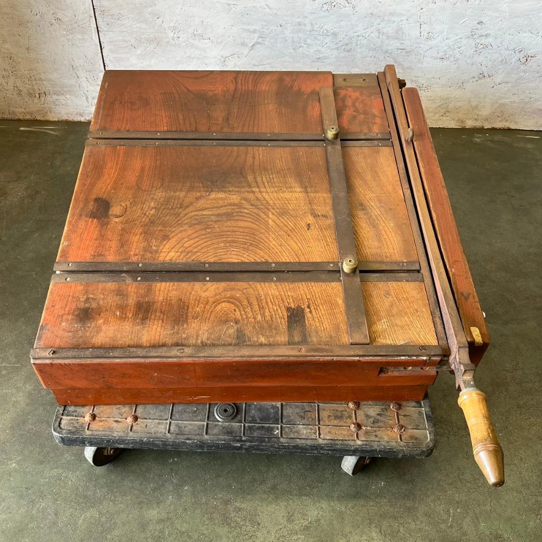 木製裁断機 紙切り台 アンティーク ペーパーカッター 昭和レトロ Y0387