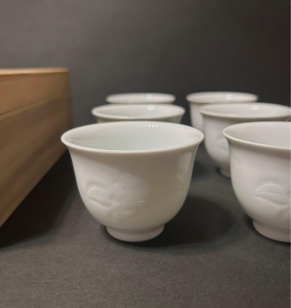奥川俊右衛門 白磁 汲出茶碗 6客揃 小田志庵 煎茶器 湯呑 ぐい呑 有田