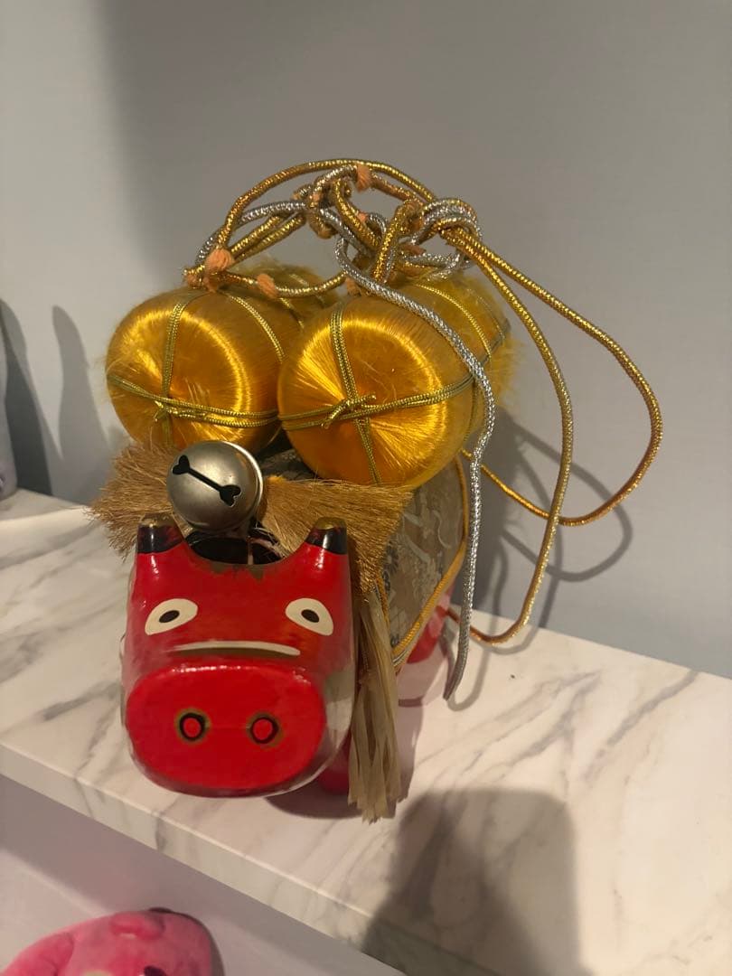 赤べこ 縁起物 金俵付き 置物 開運 福島 郷土玩具