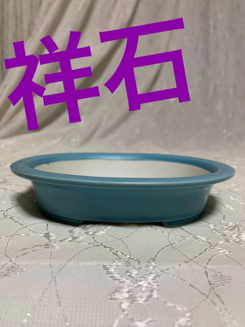 祥石　楕円　浅め　盆栽鉢