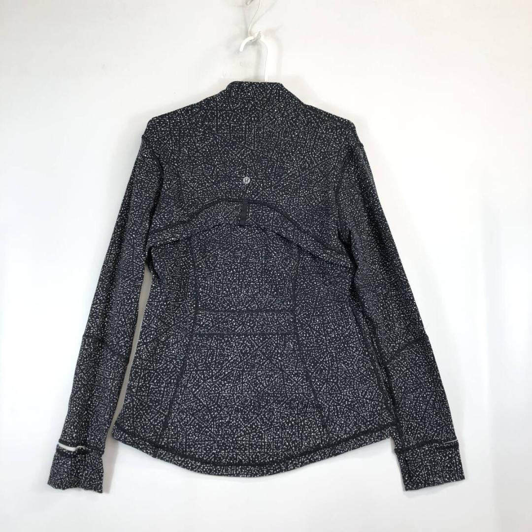 ルルレモン ジップジャケット ブラック 伸縮　ドット柄 12サイズ