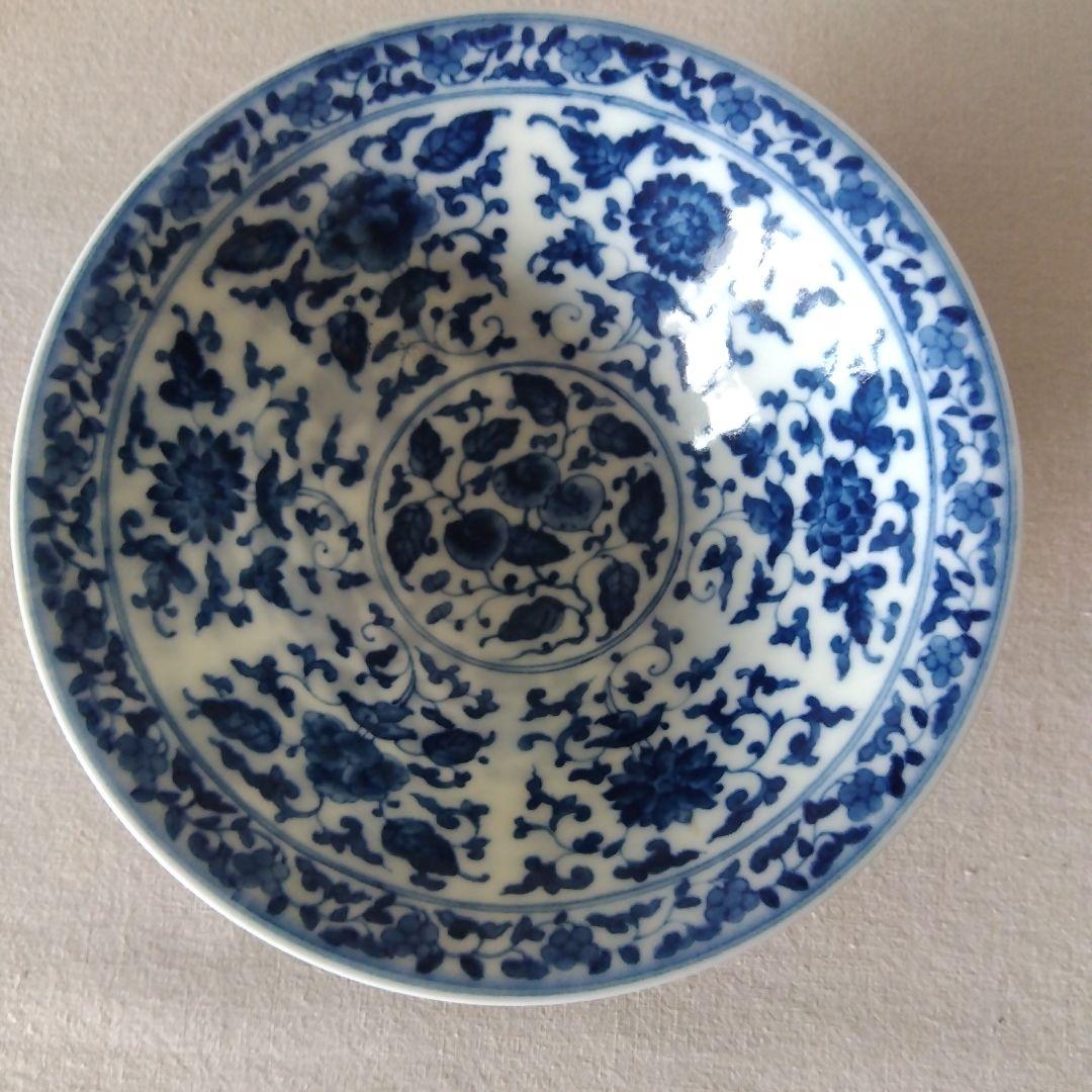 景徳鎮　青華　草花紋様碗