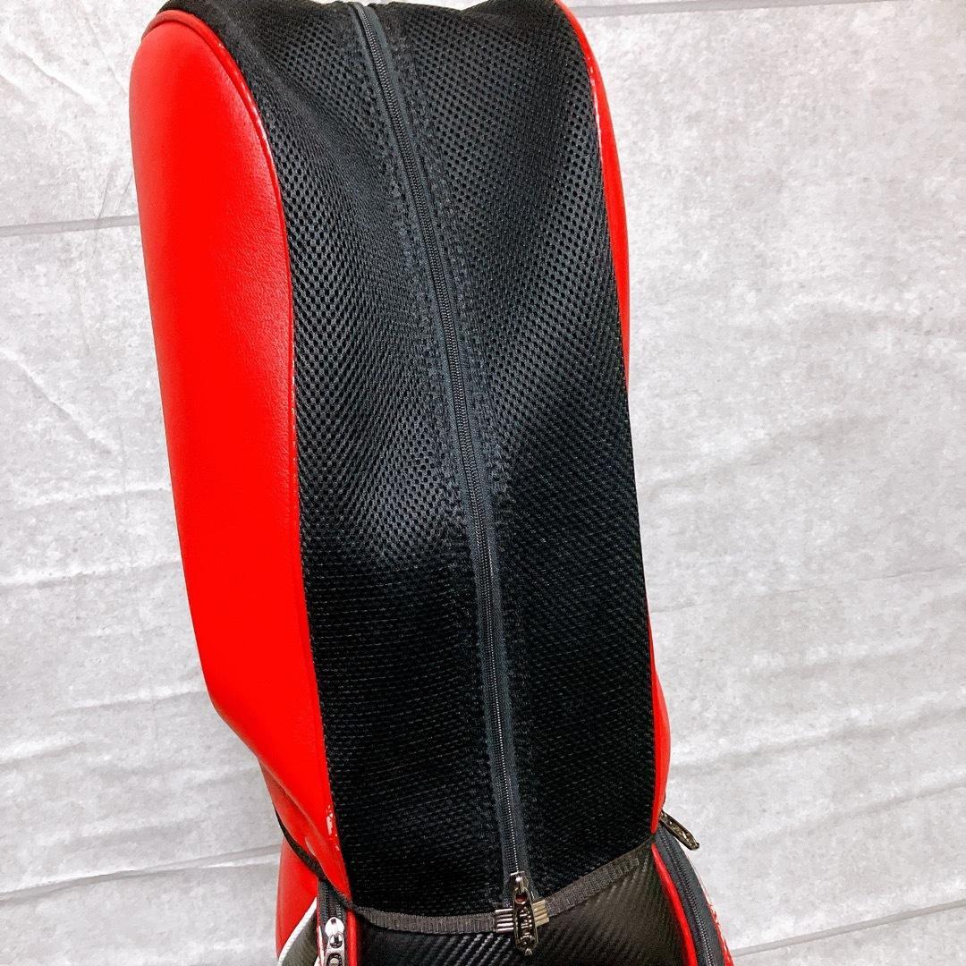 PING ゴルフ キャディバッグ レッド 9型 5分割 カート式 PUレザー