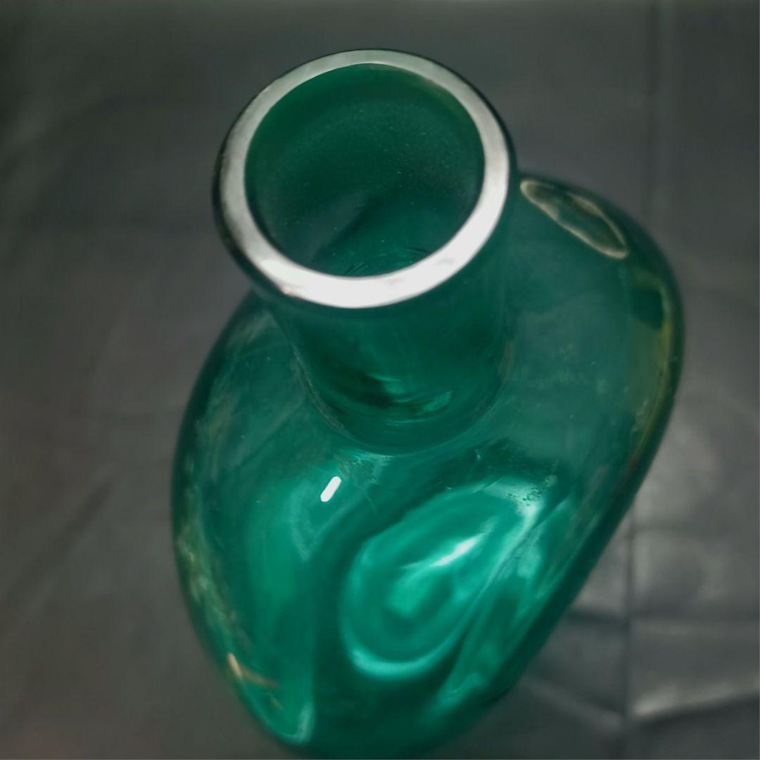 MURANO 36㎝ ムラノ 花鳥文 グリーン デカンタ ボトル 瓶