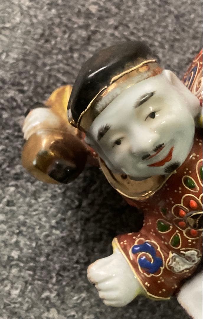 完全ジャンク品 九谷 えびす大黒 遊戯像