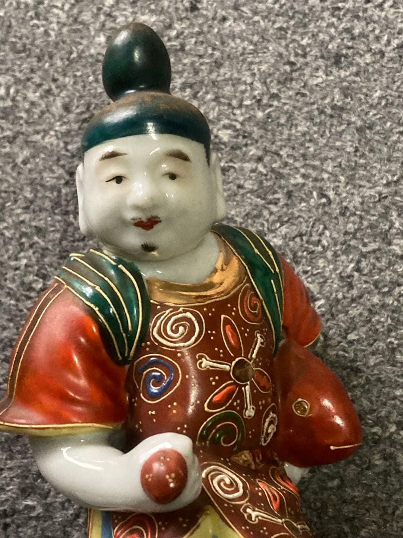 完全ジャンク品 九谷 えびす大黒 遊戯像