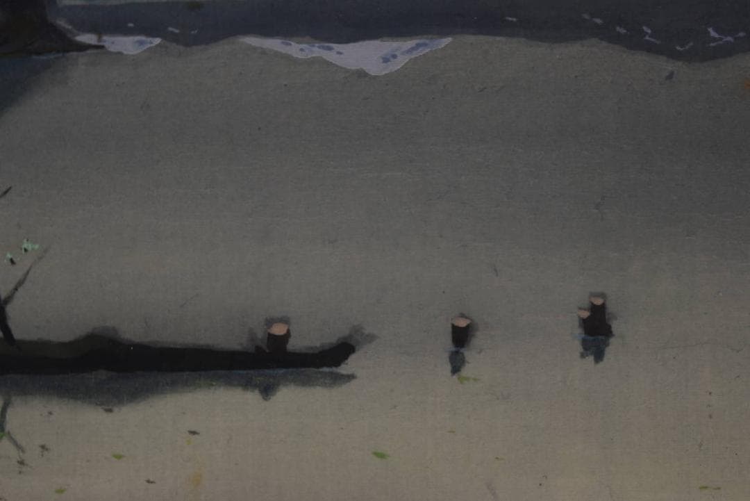 【真作】小島一谿/湖山遠眺図/掛軸/名家伝来/AA-255