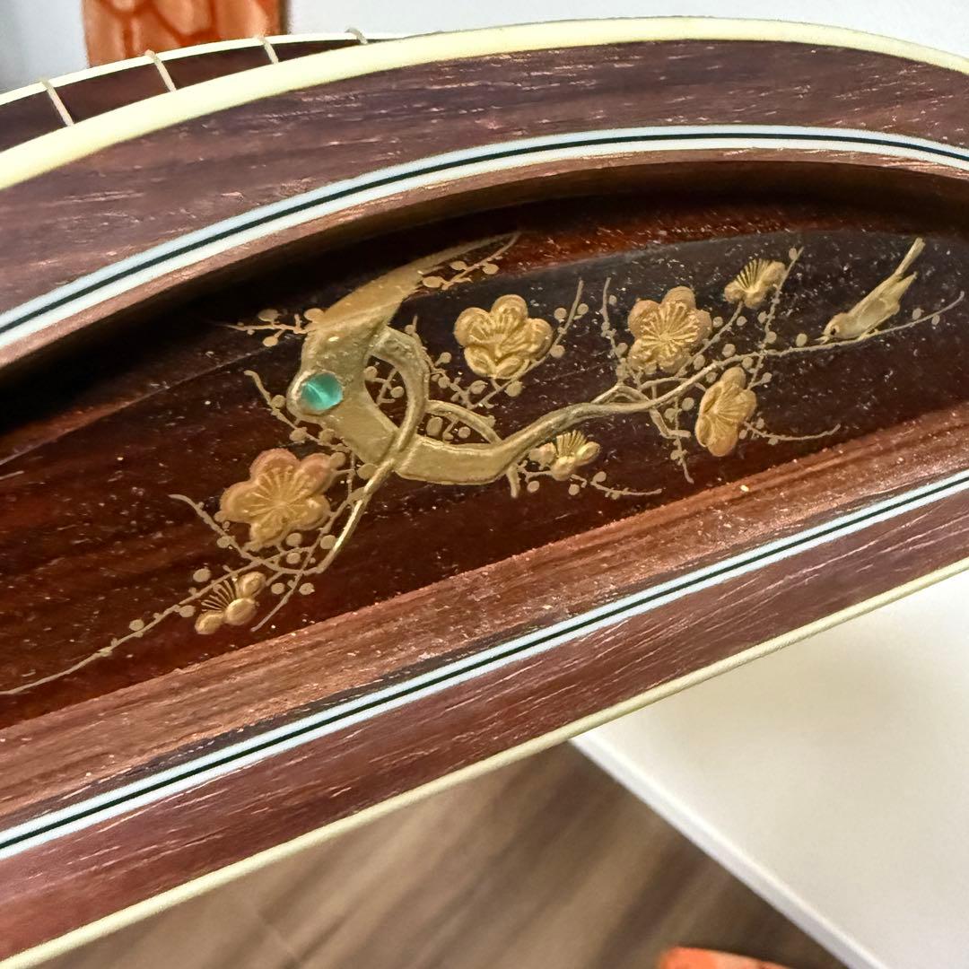 【送料無料】13弦琴 和楽器 くり甲 すだれ彫り 蒔絵 袋付き