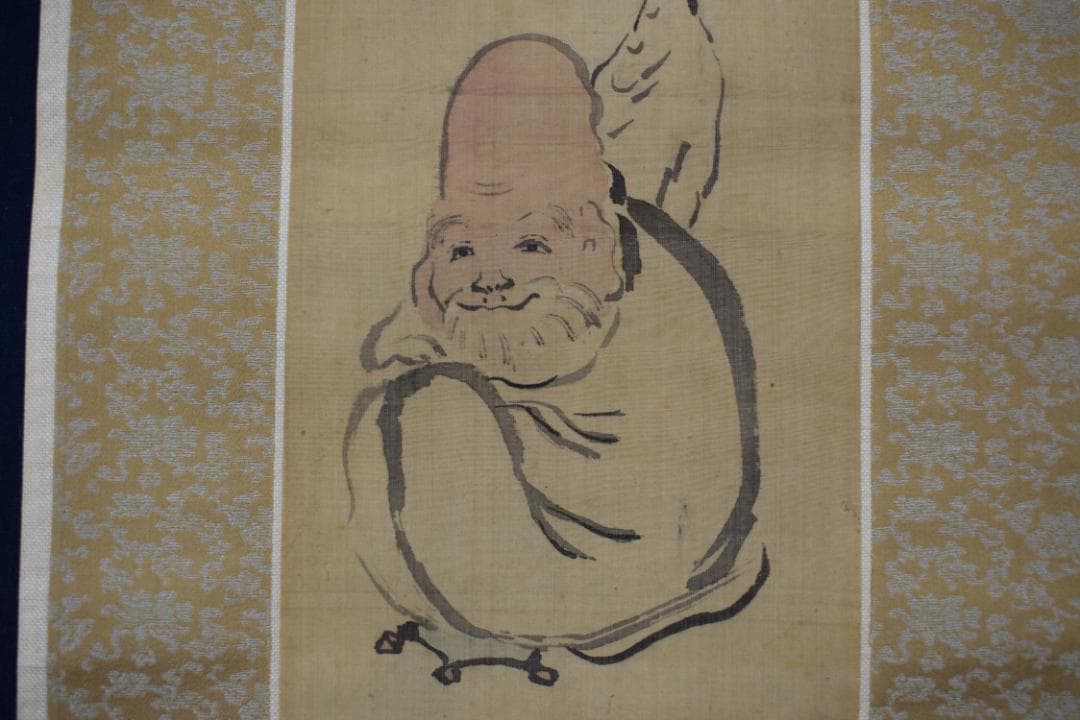 【真作】池大雅/福禄寿画賛/掛軸☆宝船☆Y-937　JM