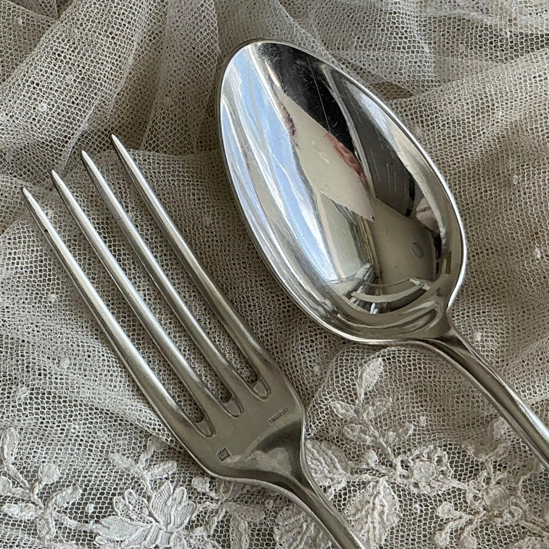 【専用】フランスアンティーク　すずらん　2組　スプーン＆フォーク　モノグラム