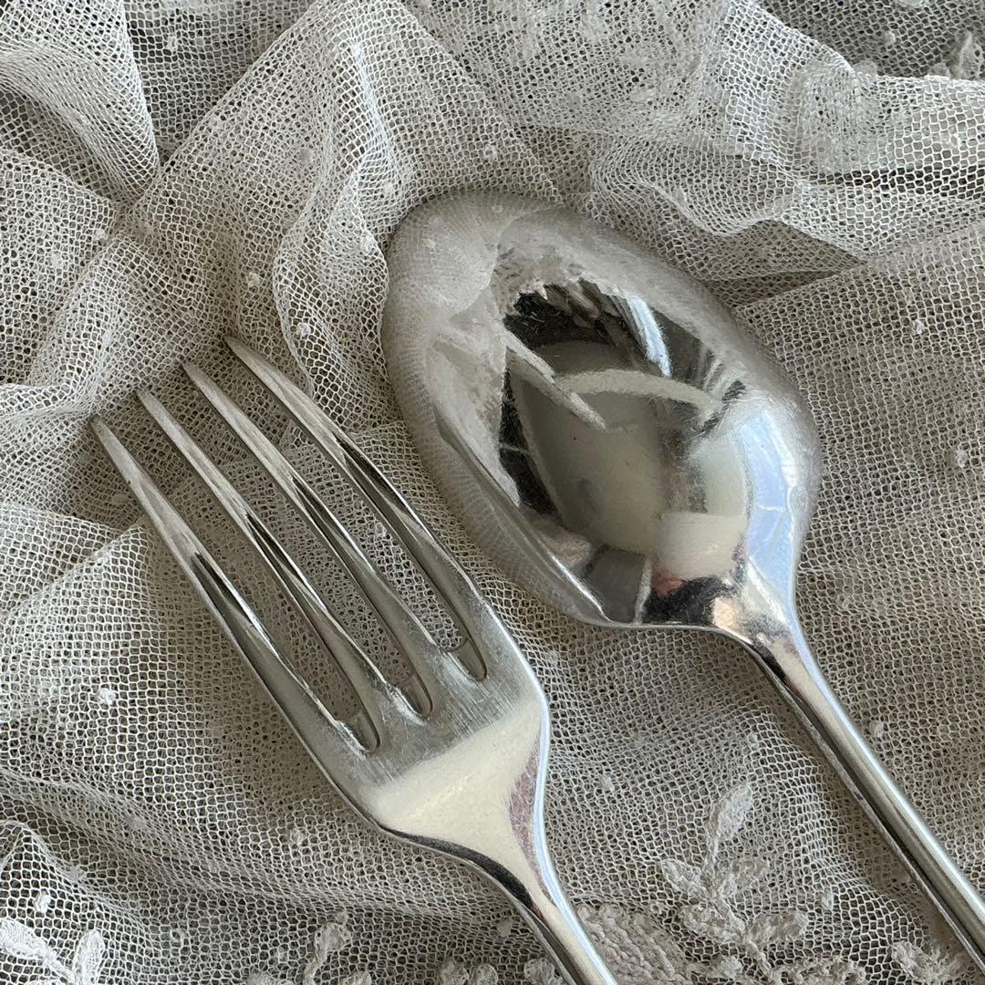 【専用】フランスアンティーク　すずらん　2組　スプーン＆フォーク　モノグラム