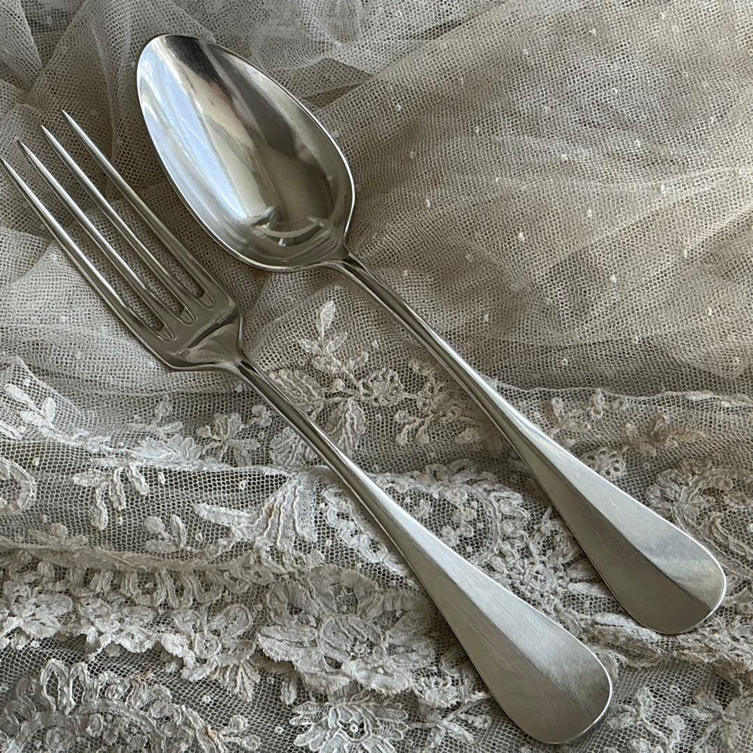 【専用】フランスアンティーク　すずらん　2組　スプーン＆フォーク　モノグラム