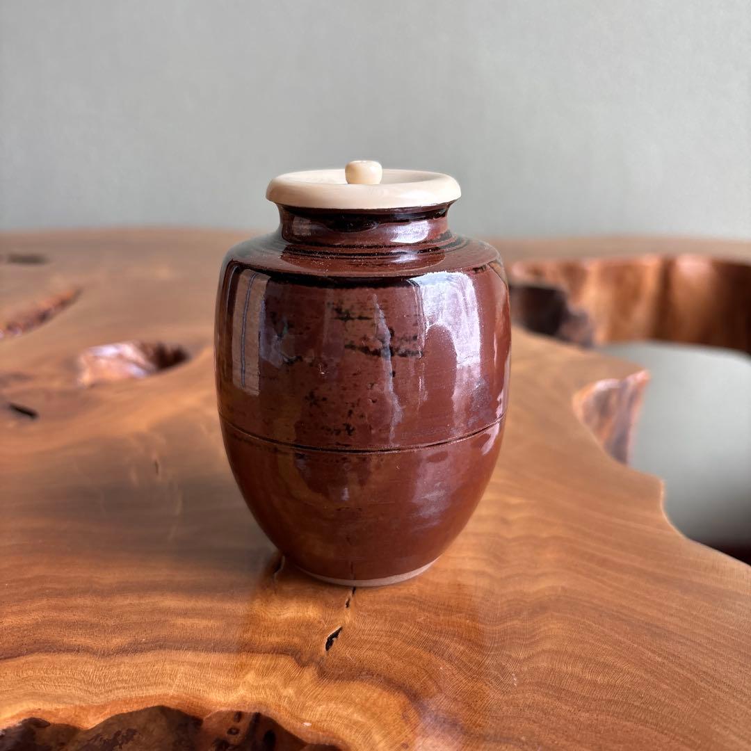 木津喜楽作 茶入 宮王肩衝写茶入 仕覆付 茶道具 共箱