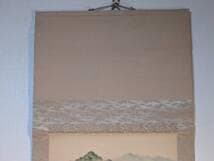 【真作】掛軸　渓流釣人図　静寂な山野のひととき　静謐な自然美　T29