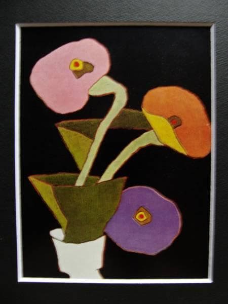 熊谷　守一、百日草Zinnias、希少限定版、額装用画集、新品額付