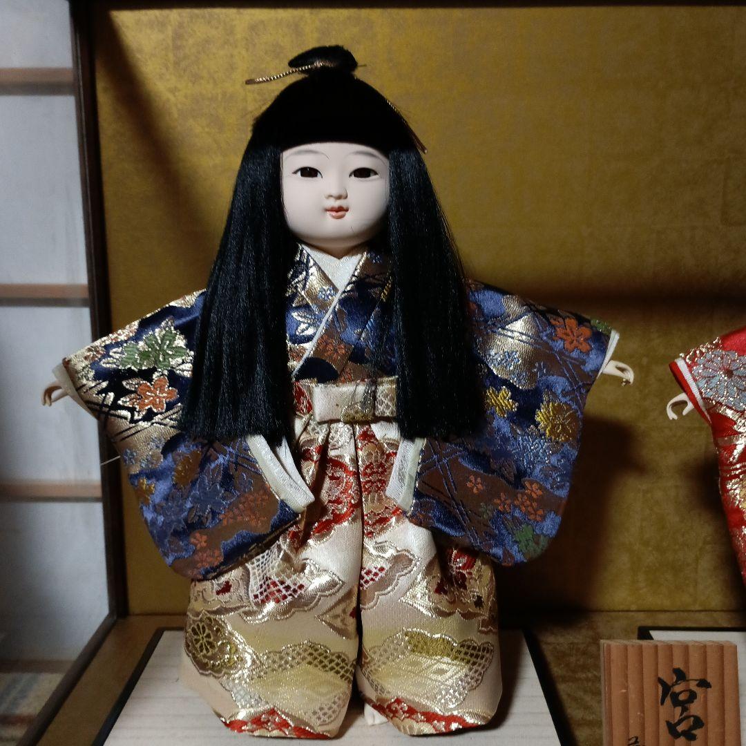 日本人形セット 赤と青の着物