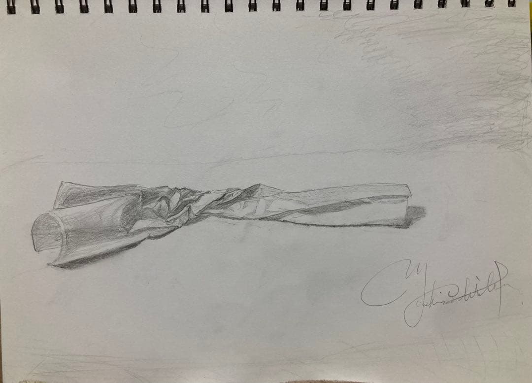 A crushed paper （鉛筆画）