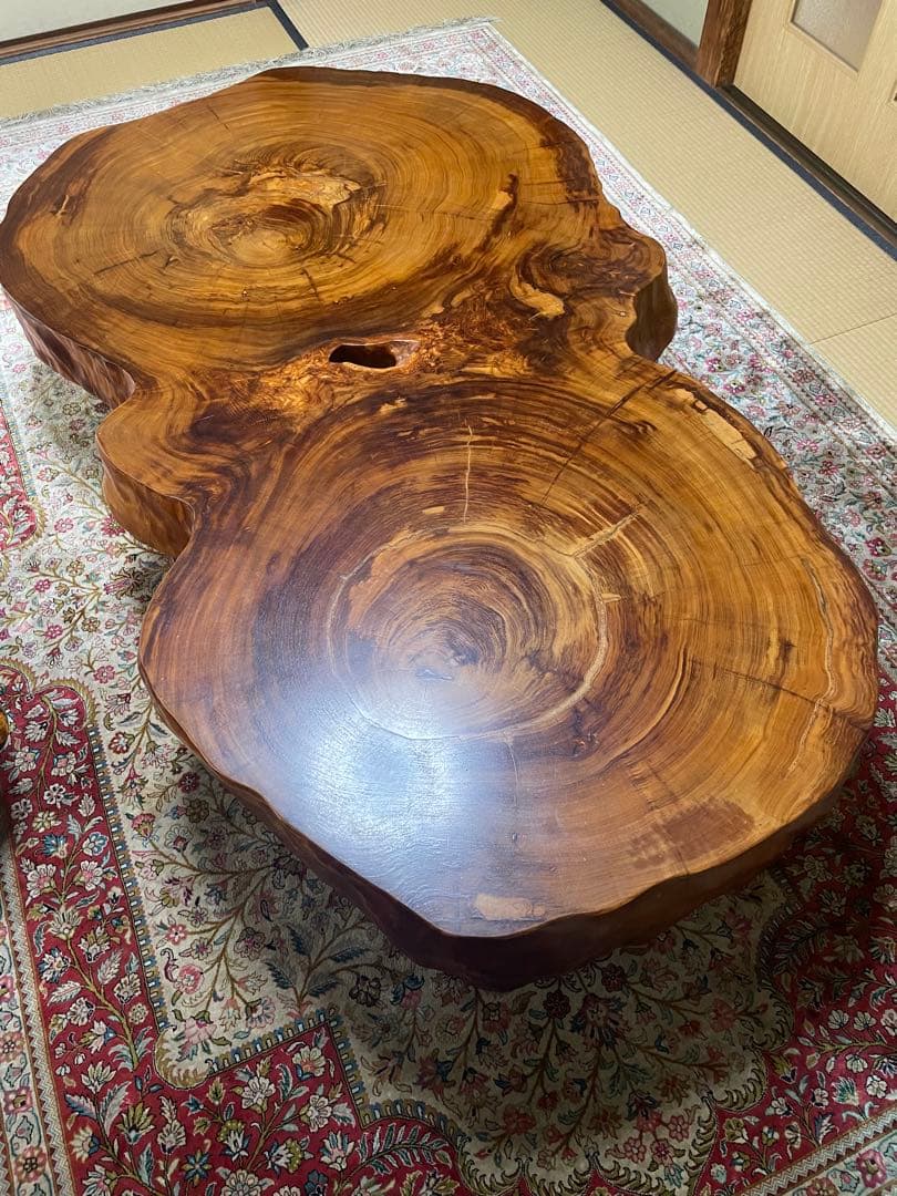 広島発 屋久杉 輪切り 座卓 テーブル 天板 + 屋久杉 衝立
