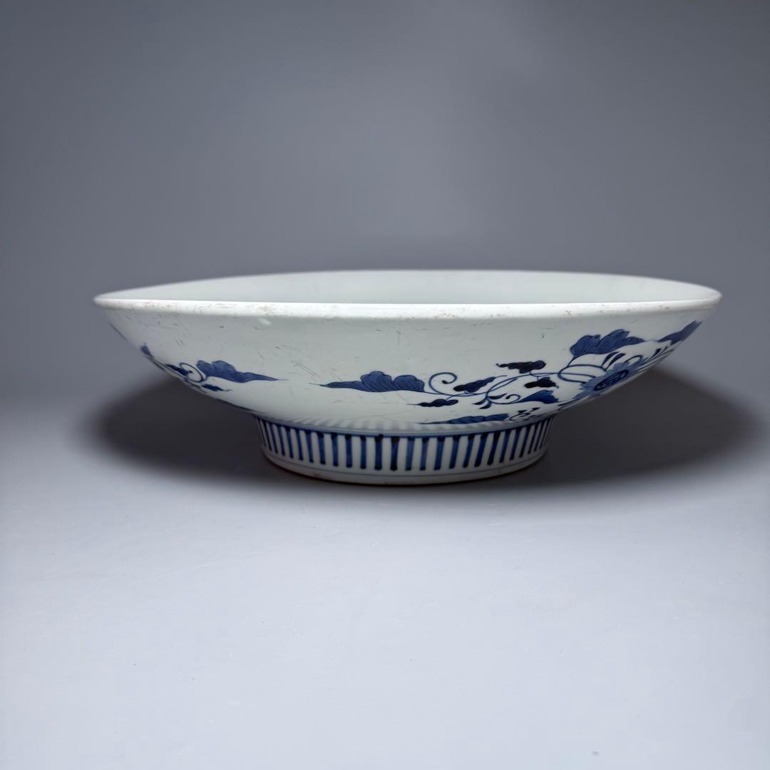 宝暦〜幕末　後期鍋島　染付松竹梅大皿　裏唐草文　蒐集家放出品　同手図録掲載品