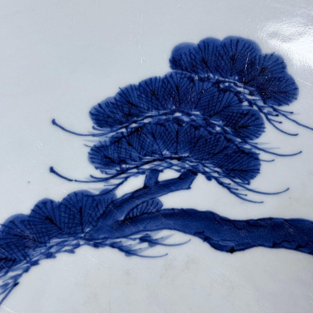 宝暦〜幕末　後期鍋島　染付松竹梅大皿　裏唐草文　蒐集家放出品　同手図録掲載品