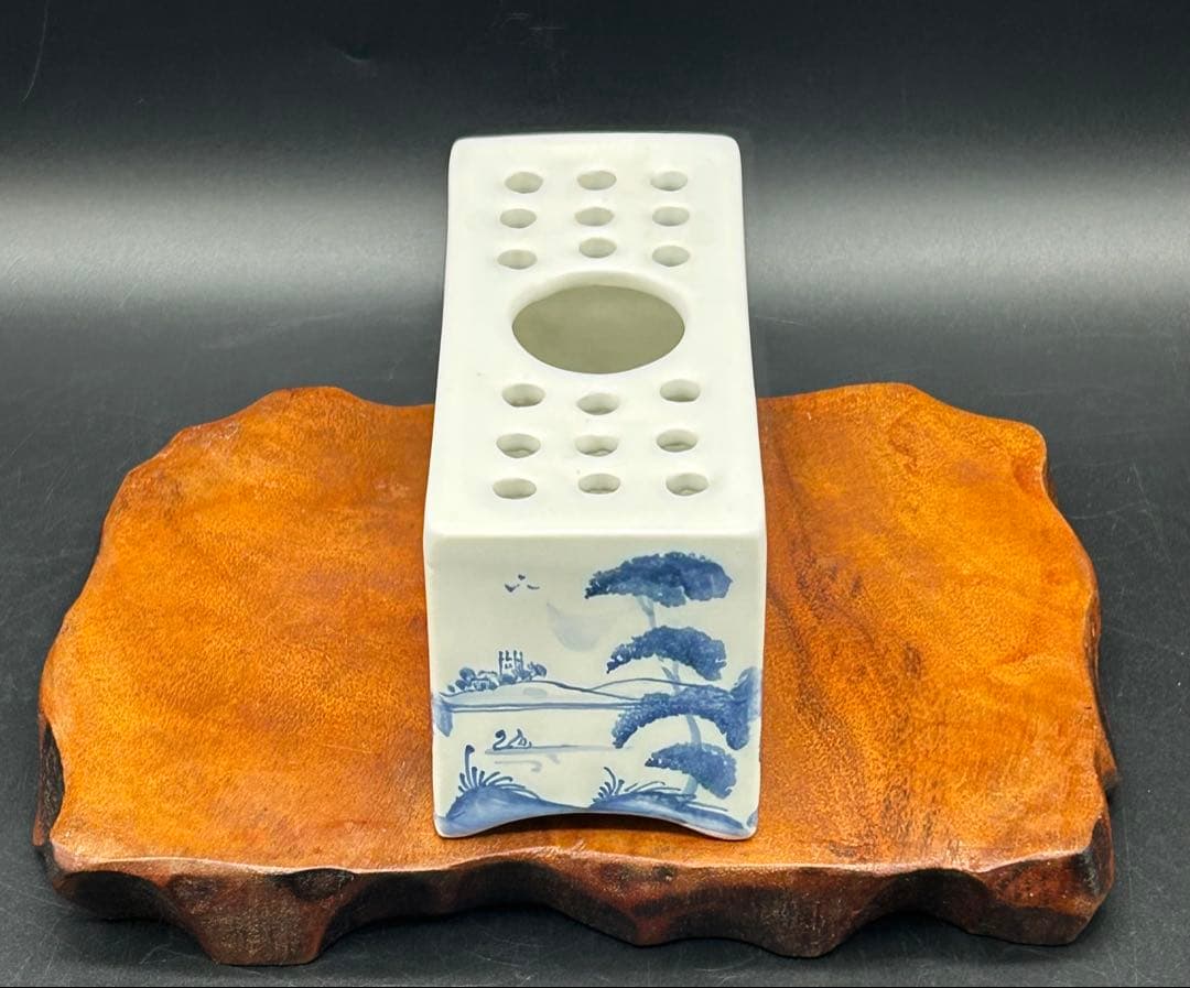 陶器　イギリス　オックスフォード製　デボラ・シアーズ　花瓶　花器　手描き