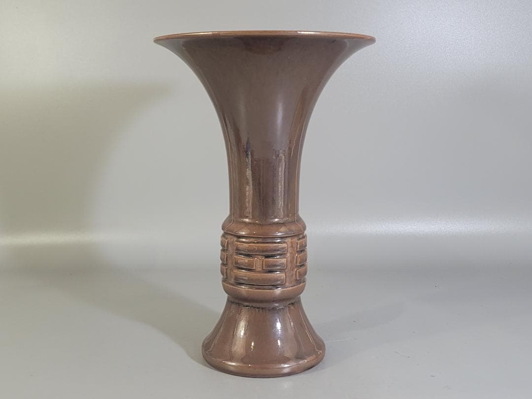 古美術 膳所焼 尊式 算木 花瓶 美品 DT189