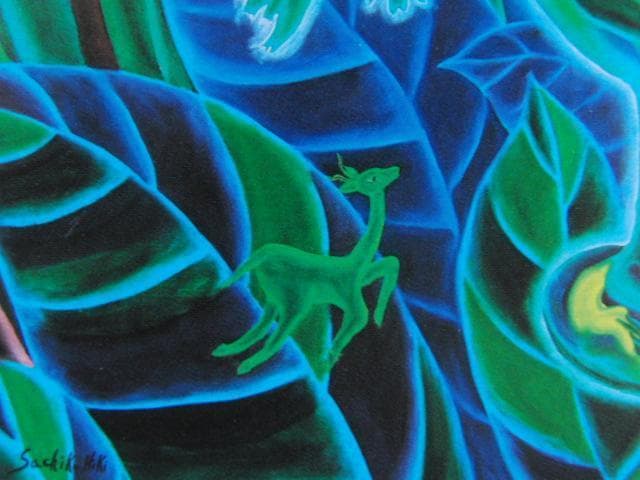 比企祥子、森の鼓動、希少な画集より、新品高級額・額装付、状態良好