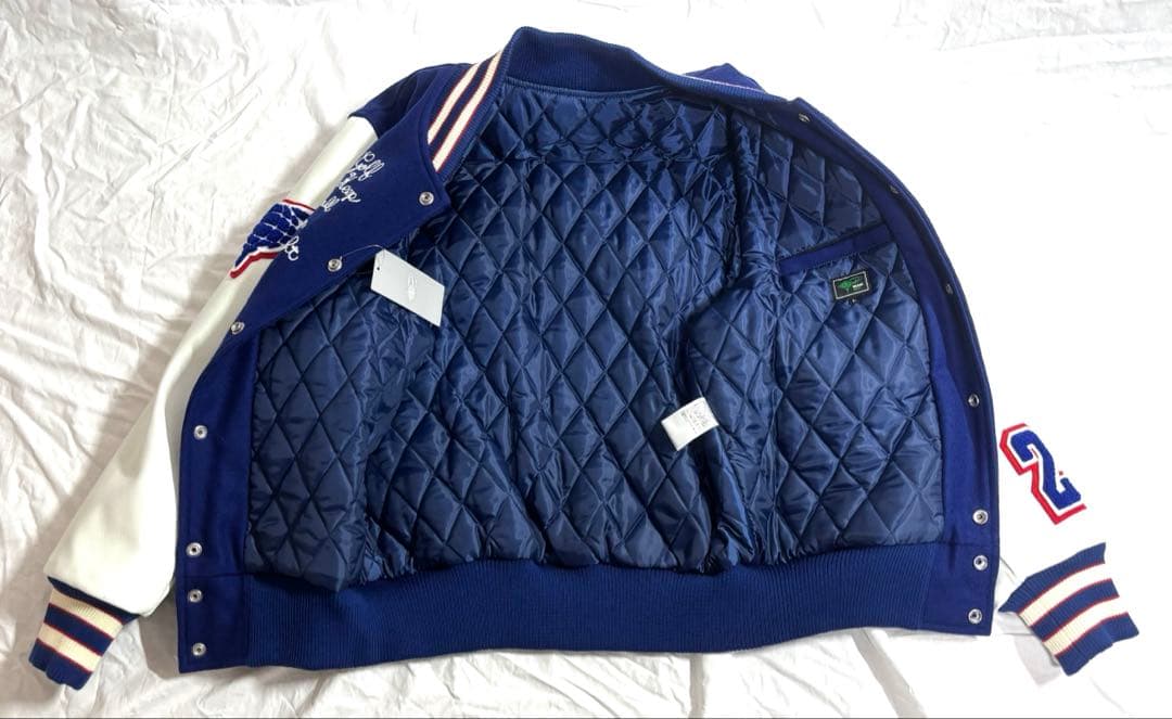 ビームスゴルフ 袖レザースタジャン ナンバリングワッペン Lサイズ