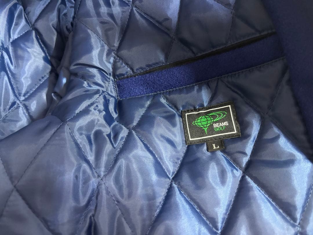 ビームスゴルフ 袖レザースタジャン ナンバリングワッペン Lサイズ