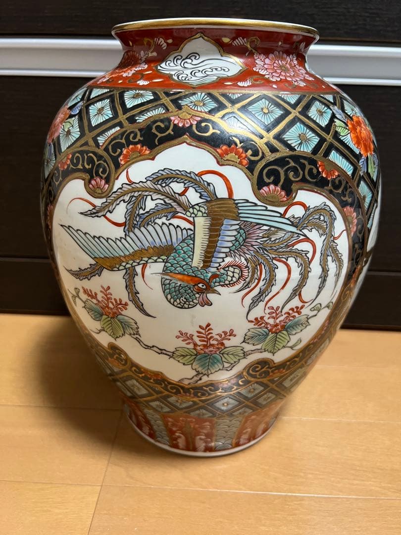 高級日本製 大きい 有田焼 視行窯 大花瓶 龍と鳳凰