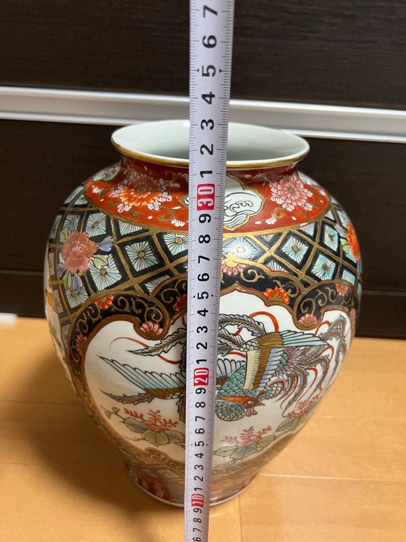 高級日本製 大きい 有田焼 視行窯 大花瓶 龍と鳳凰