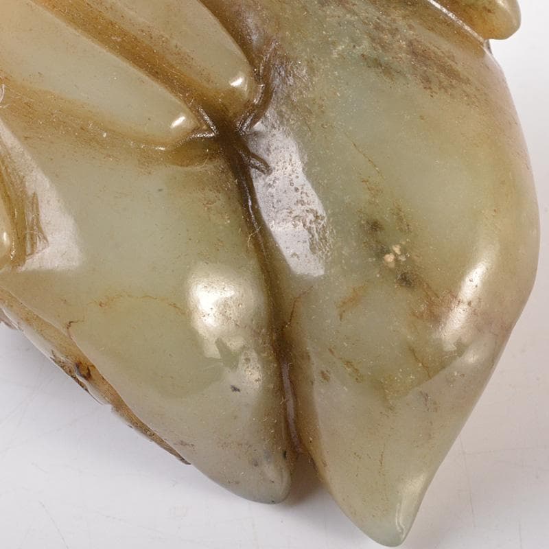 中国　玉石彫刻　親子鳥彫　根付　紙鎮　置物　C　7757E