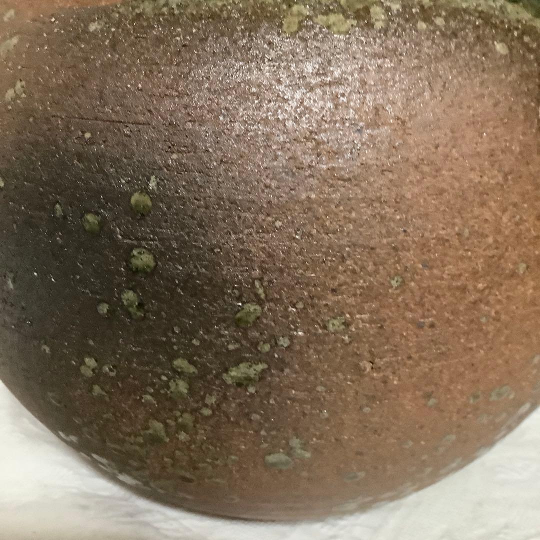 【新品　未使用】　信楽焼　「明山作」　花瓶　大型　取手茶道具　桐箱入り