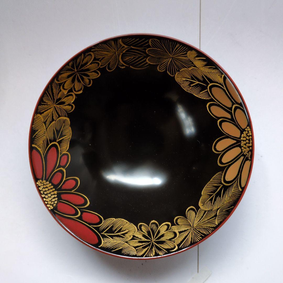 リケさん専用輪島塗、蒔絵金彩細工、沈金菊模様、木製、蓋付椀、吸物椀、10客、箱付