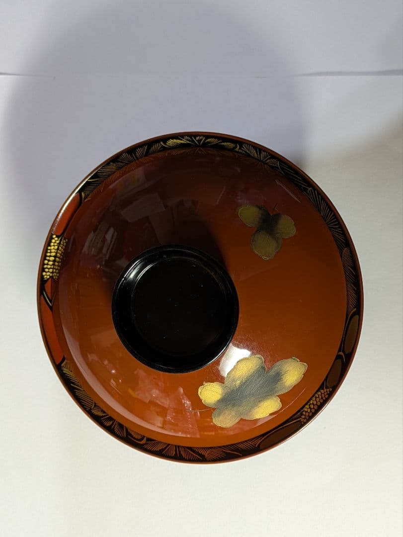 リケさん専用輪島塗、蒔絵金彩細工、沈金菊模様、木製、蓋付椀、吸物椀、10客、箱付