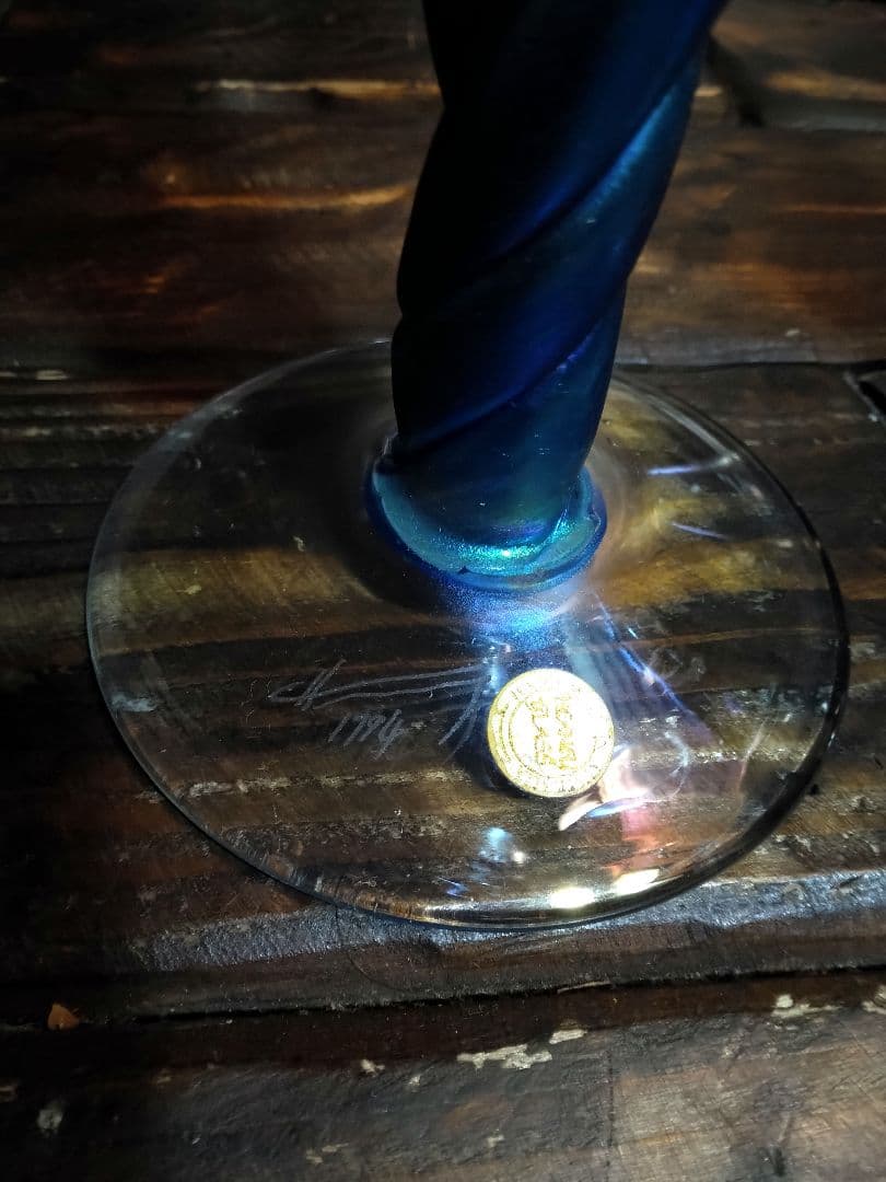 一点物　コリン・ヒーニー　ゴブレット　2個　アート　グラス　吹きガラス　サイン