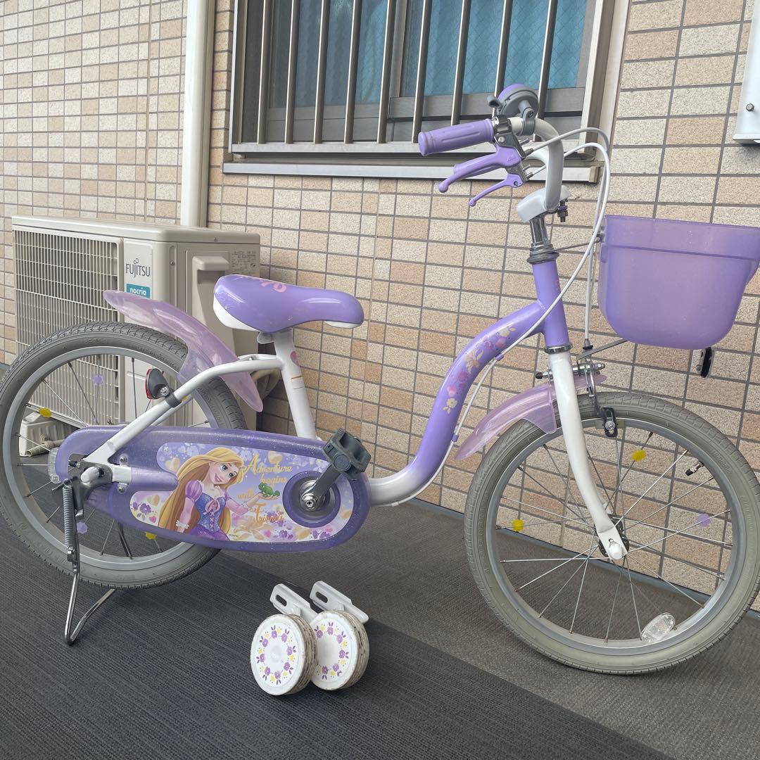 12,500→11,500ラプンツェル 子供用自転車 紫色 補助輪付き